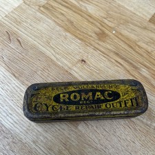 VINTAGE ORIGINAL ROMAC CYCLE PUNCTURE REPAIR OUTFIT KIT TIN with contents