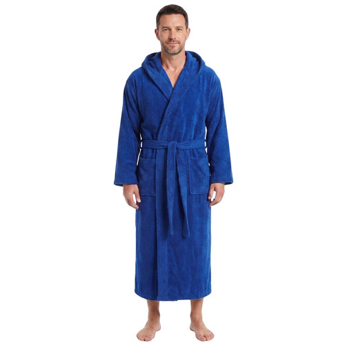 Mens hooded shawl bathrobe - hooded,