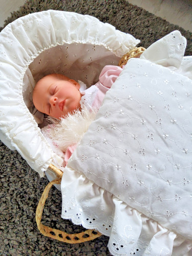 Reborn baby doll - baby, cot