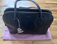 Radley Black Leather Work Bag, With Radley Tags, Dusty Pink Lining, VGC