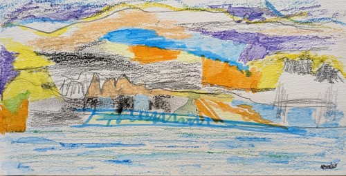 Seascape original mixed media - original,