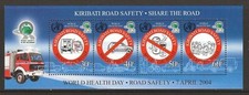 FIRE FIGHTING KIRIBATI 2004 ROAD SAFETY IS NO ACCIDENTS MINI SHEETLET OF 4