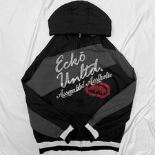 Vintage y2k 00s ecko Track Suit Jacket Large Skater Hip Hop Rap Grunge 90s Black