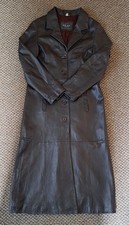 * MILAN * VTG  BLACK GENUINE LEATHER LONG COAT (GOTH ~ STEAMPUNK ~ MATRIX) Sz 12