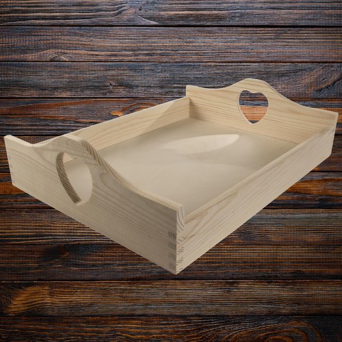 Large wooden tray with handles - tray,
