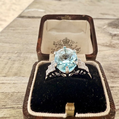 Ladies art deco silver ring - deco,