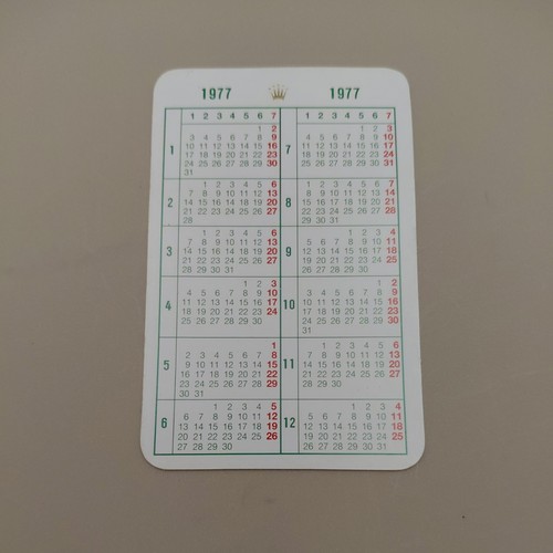 Rolex calander cards 1977 - rolex,