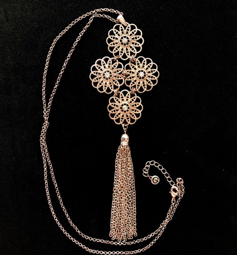 Flower tassel necklace long - tassel,