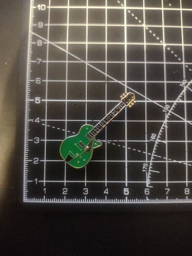 Green guitar enamel - enamel, badge