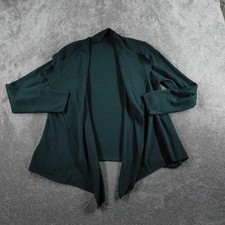 Minuet Cardigan Womens  Medium Dark Green Petite Open Front Waterfall Drape