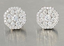 18ct Gold 1ct Natural Diamond Cluster Stud Earrings 1 Carat Diamond 18K 18 Carat