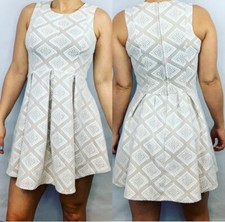 Brigitte Bailey Women’s Size XS Sleeveless Pleated Ivory Champagne Dress