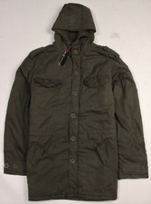 BRAVE SOUL MENS HOODED PADDED PARKA RETRO MOD VINTAGE COAT DARK KHAKI K52
