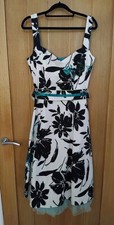 Women's Debut At Debenhams Black And White Printed Occassion Dress Size UK 12