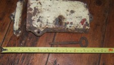 Vintage Antique Back Wooden  Door Timber Wood Garden Gate Lock & Key Large Iron