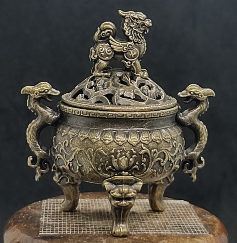 Small bronze incense burner - small,