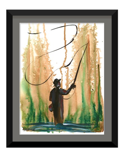 Original 9x12 fly fisherman - original,