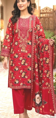 Elegant red floral embroidered - red,