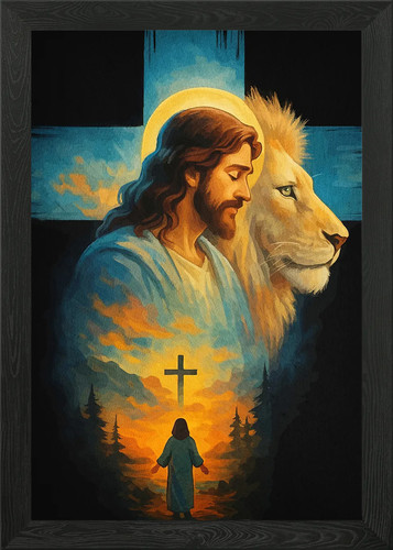 Jesus lion cross artwork - jesus,
