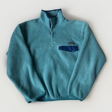 Vintage 1990s PATAGONIA Synchilla Snap-T Fleece Made In USA Teal Blue Mens Small