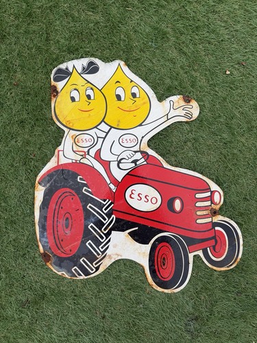 Vintage enamel esso tractor - enamel,