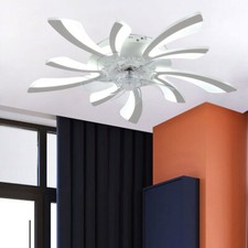 LED Ceiling Fan Light Dimmable Living Room Chandelier Lamp With Remote Control