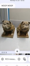 British Bulldog Stone Statue | Puppy Dog Union Jack Flag Garden Ornament Decor