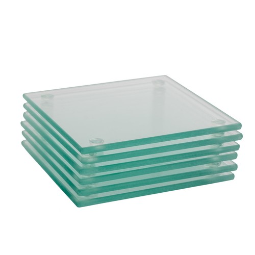 Square glass coasters 10cm - 6x,