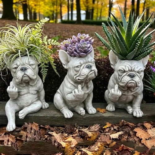 Funny french bulldog planter - french,