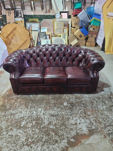 Oxblood leather chesterfield - oxblood,
