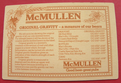 Mcmullen beer mat - mcmullen,