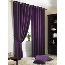 Madison Dobby Jacquard Pattern Lined Readymade Eyelet Ring Top Curtains Tiebacks