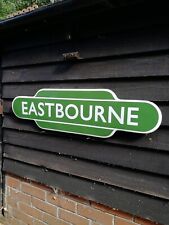 EASTBOURNE totem enamel sign British Rail station sign BR Eastbourne sign