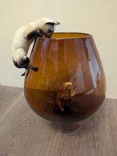 Vintage 1960 Brandy Glass, Cat & Mouse 9"- 23cm