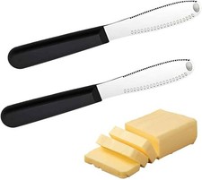 mkemka 2Pcs Stainless Steel 3-in-1 Butter Knife Set – Spreader, Slicer, Curler