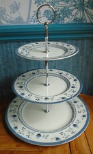 Royal Doulton Cambridge 3 tier china cake stand.  Ivory & blue floral plates