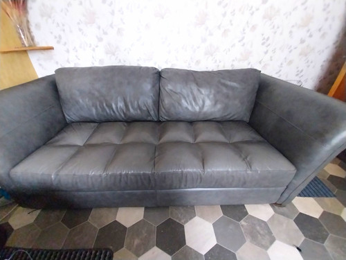 Grey leather sofa 2 - sofa,