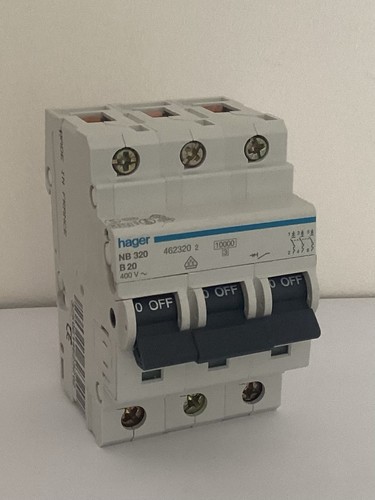 Hager mcb 20a triple pole - hager,