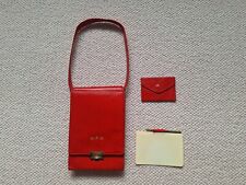 True vintage 1920s red leather quirky mirror pencil bag sterling silver