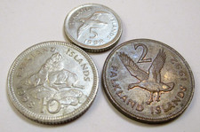 Three Falkland Isles Coins QEII Seals & Birds Royal Mint    ^