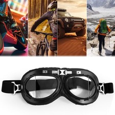 Retro Vintage Motorcycle Motorbike Aviator Goggles Glasses Outdoor Leather