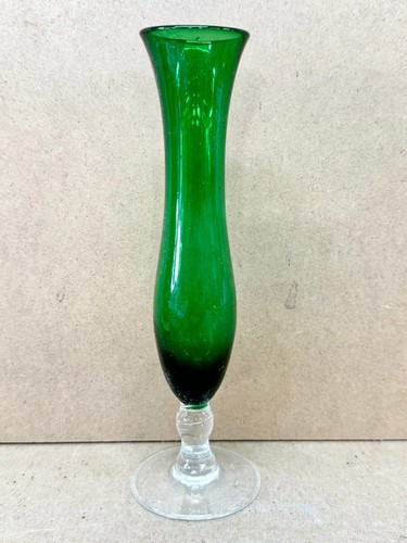 Vintage green glass trumpet - green,