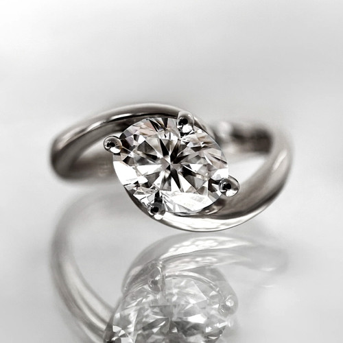 14k white gold ring - lab, grown