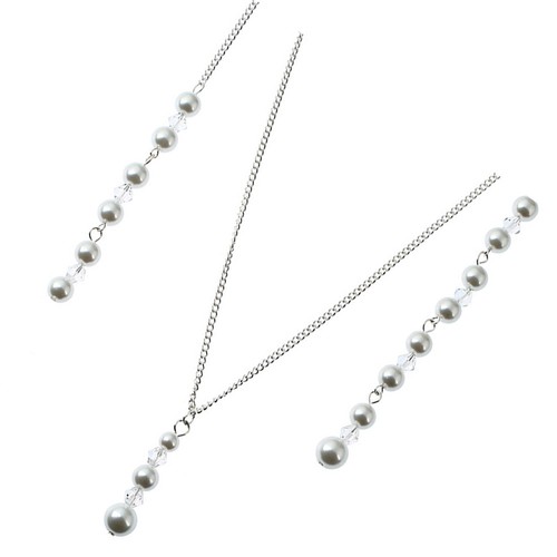 Bride crystal pearl pendant - pearl,