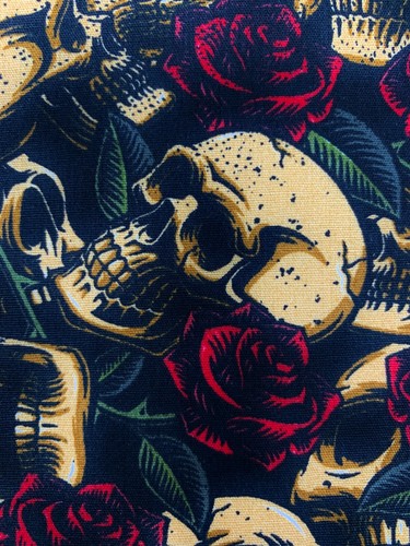 Skulls roses fabric - roses,