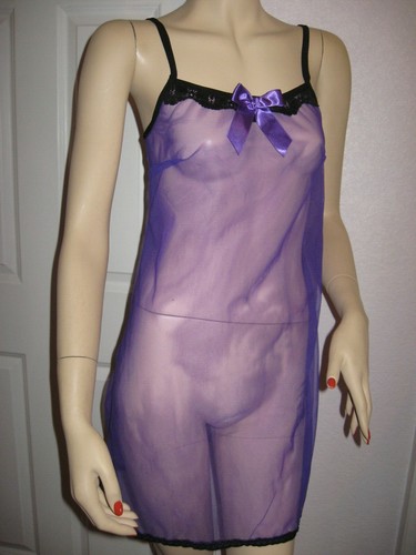 Purple black sheer nylon baby - purple,