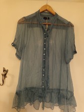 Lysgaard Sheer Green Button Front Short Sleeve Top Size XS / 6 - 8 - unused