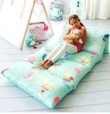 Loungie Floor Pillow Bed Cover – Mermaid Aqua Quilted Sleep Mat Cover Only