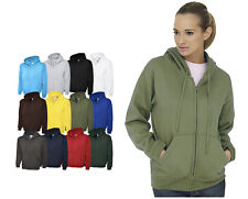 Ladies Loose Fit Zip Up Hoodie Sweatshirt Size 6-26 - WOMENS PLAIN HOODED HOODY