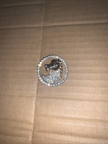 Horse head brooch with clear - horse,